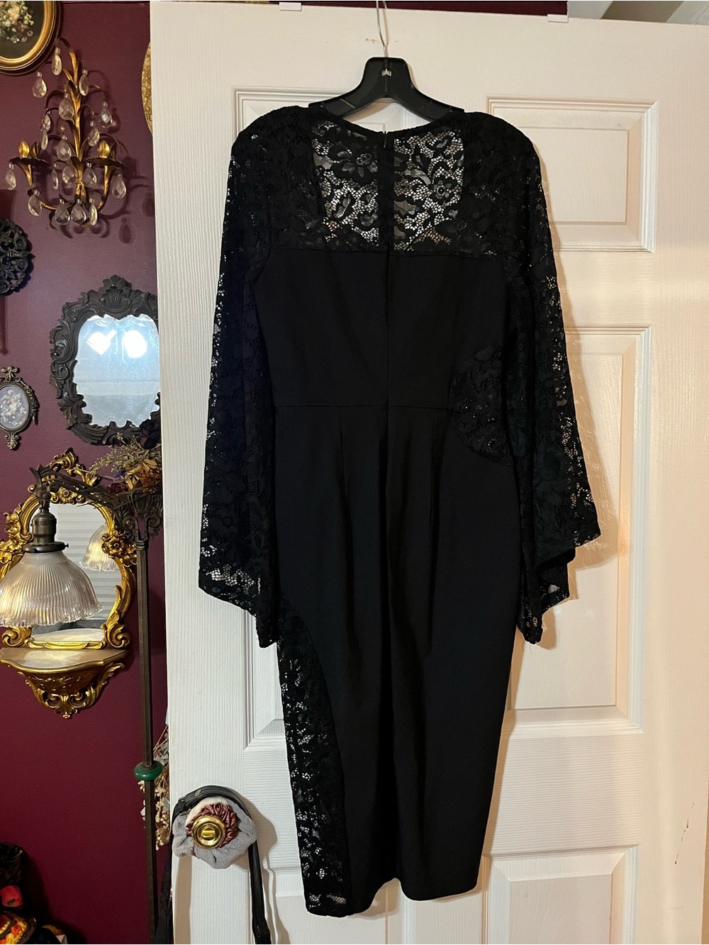Vintage-Inspired Black Lace Pencil Dress Weasel Wear size M - Picture 3 of 8